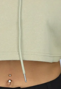Khaki Cropped Hoodie met Pofmouwen