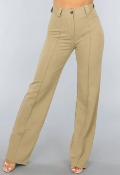 Khaki High Waist Stretch Pantalon
