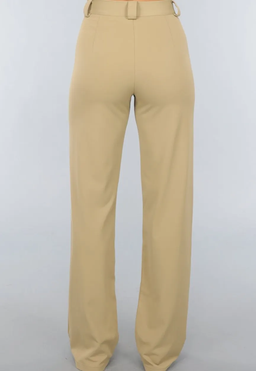 Khaki High Waist Stretch Pantalon