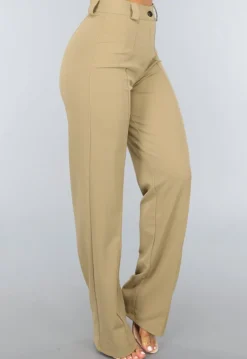 Khaki High Waist Stretch Pantalon