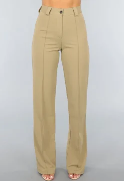 Khaki High Waist Stretch Pantalon