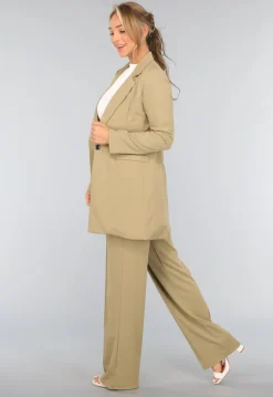 Khaki High Waist Stretch Pantalon