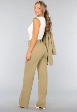 Khaki High Waist Stretch Pantalon