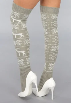 Khaki Hoge Warme Kerst Sokken