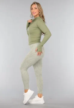 Khaki Trainingsjack met Duimgaten