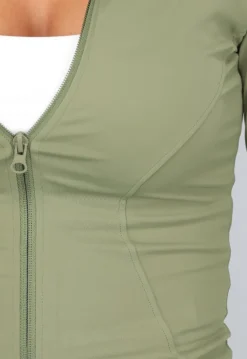 Khaki Trainingsjack met Duimgaten