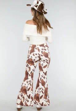 Koeienprint Flared Broek Bruin
