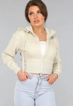 Kort Aansluitend Beige Vest met Rits