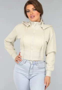 Kort Aansluitend Beige Vest met Rits