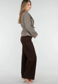Korte Bruine Jas met Ceintuur en Revers