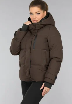 Korte Bruine Winterjas met Capuchon