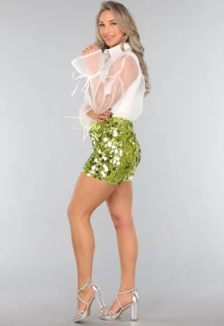 Korte Groene Sequin Rok