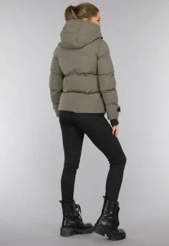 Korte Taupe Winterjas met Capuchon