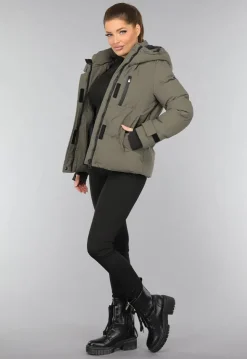 Korte Taupe Winterjas met Capuchon