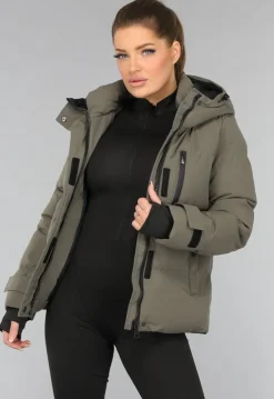 Korte Taupe Winterjas met Capuchon