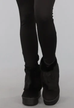 Korte Zwarte Faux Fur Snowboots