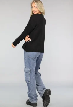 Korte Zwarte Fijn Gebreide Cardigan