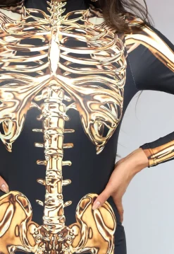 Kostuum met Gouden Skelet Print
