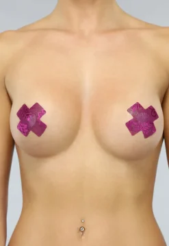 Kruis Tepelcovers van Aubergine Kant