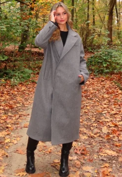 Lange Grijze Trenchcoat