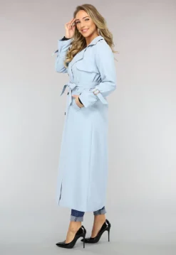 Lange Jas met Ceintuur in Babyblauw