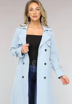 Lange Jas met Ceintuur in Babyblauw
