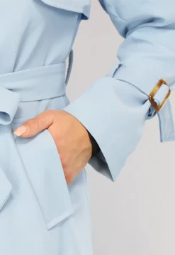 Lange Jas met Ceintuur in Babyblauw