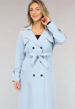 Lange Jas met Ceintuur in Babyblauw