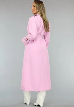 Lange Jas met Ceintuur in Babyroze