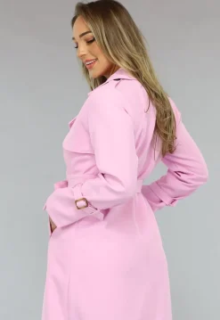 Lange Jas met Ceintuur in Babyroze