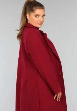 Lange Stoffen Burgundy Trenchcoat