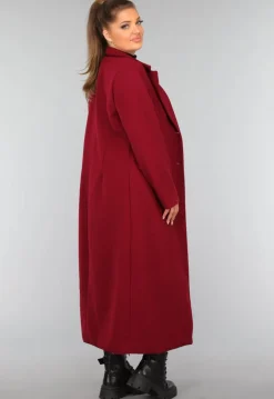 Lange Stoffen Burgundy Trenchcoat