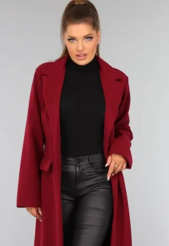 Lange Stoffen Burgundy Trenchcoat