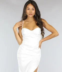Lange Witte Satin Jurk met Split