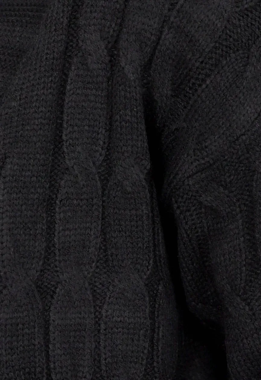 Lange Zwarte Cardigan met Zakken