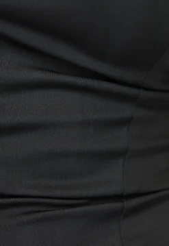 Lange Zwarte Galajurk met Split en Veterdetail