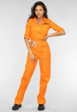Lang Oranje Boevenjumpsuit met Handboeien