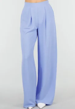 Lavendel Wide Leg Broek met Elastische Taille en Plooien