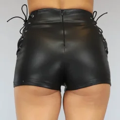 Lederlook Short met Veter Details