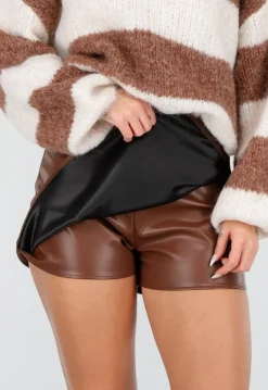 Lederlook Skort Bruin