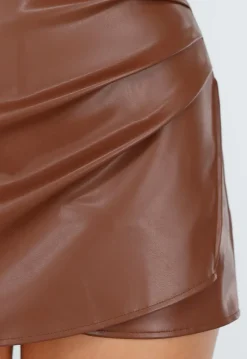Lederlook Skort Bruin