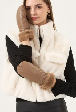 Lederlook Wanten met Bont Randje