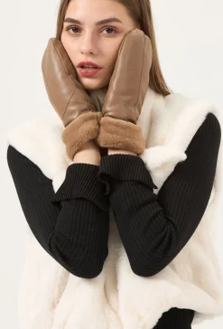 Lederlook Wanten met Bont Randje