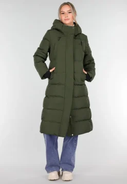 Legergroene Lange Pufferjas met Capuchon