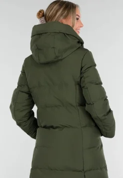 Legergroene Lange Pufferjas met Capuchon