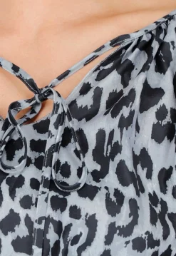 Leopard Print Lange Mouwen met Elastiek Blouse met Koordje