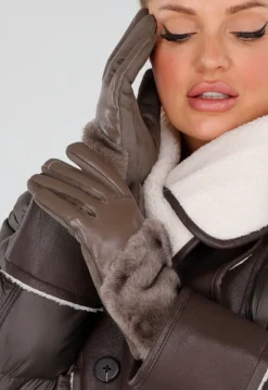 Leren Handschoenen met Faux Fur