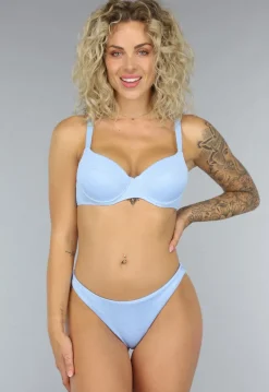 Lichtblauw Cheeky Bikini Broekje met Structuur