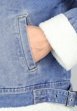 Lichtblauw Denim Teddy Biker Jasje