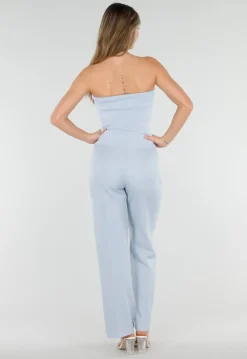 Lichtblauwe Bandeau Rib Top met Stretch